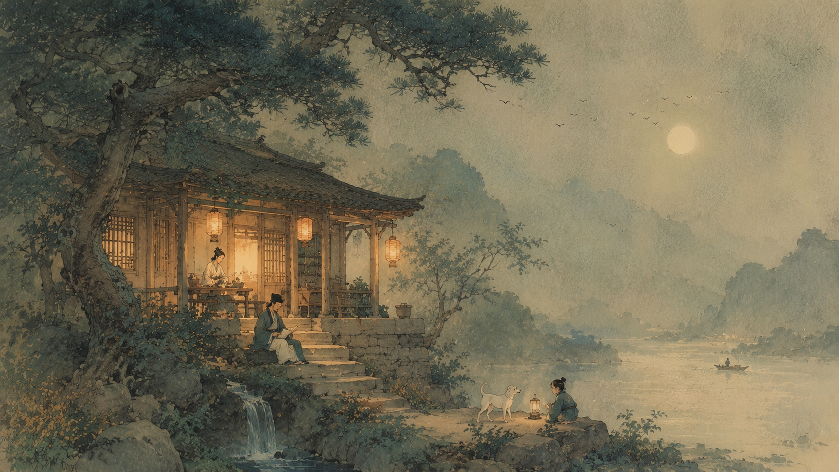 水岸暖灯